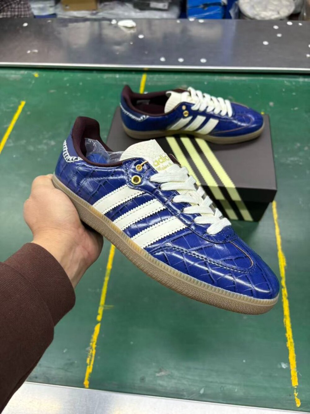 Wales Bonner x Adidas Samba Blue Croc Leather Shoes